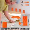 Saker Laminate Flooring Tools, 65-Piece Wood Flooring Installation Kit with 60 Flooring Spacers,Tapping Block with Handle, Pull Bar, 10Contour Gauge, Rubber Mallet, Tape Measure