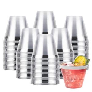 Goodluck 200PCS 9oz Plastic Cups for Party, Disposable Silver Cups, Plastic Cocktail Glasses for Wedding Thanksgiving, Christmas, and