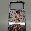 for iPhone 17 Pro Max Case Cute - Wireless Charging Compatible - Dual-Layer Hard Shell + Silicone Cover - Aesthetic Protective Phone Case for Women - Marble Pressed Flowers