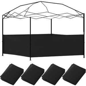 4 Pcs Canopy Half Wall Tent Sidewall for 10x10 Pop up Canopy Sidewall Only Waterproof Instant Panel Wall Accessories for 10' x 10', 10' x 15', 10' x 20' Vertical Leg Gazebo Shelter(Black)