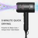 slopehill Professional Ionic Hair Dryer, Powerful 1800W Fast Drying Low Noise Blow Dryer with 2 Concentrator Nozzle 1 Diffuser Attachments for Home Salon Travel (Black)