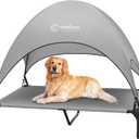 Veehoo Elevated Dog Bed with Canopy & Shade, Non-Slip, Raised Dog Cot for Large Dogs, Ideal for Camping & Beach, XLarge, Grey, CWC2411A (49.0"L x 33.0"W x 42.5"Th)
