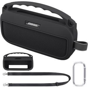 co2CREA Soft Silicone Case Replacement for Bose New SoundLink Flex 2nd Gen Bluetooth Portable Speaker (Silicone Case, Black Case)