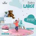 ABC Alphabet Rug for Kids – 6 ft Round Pink Play Mat, Soft Nursery Decor for Learning Letters, Classroom & Nursery Area Mat