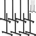 Fumete 4 Pairs Wire Grid Display Legs Gridwall T Base Rectangular Tube Leg Wire Wall Support Grid Panel Base Gridwall Accessories for 2 Feet Wall Display or Slatted Panels(Black)