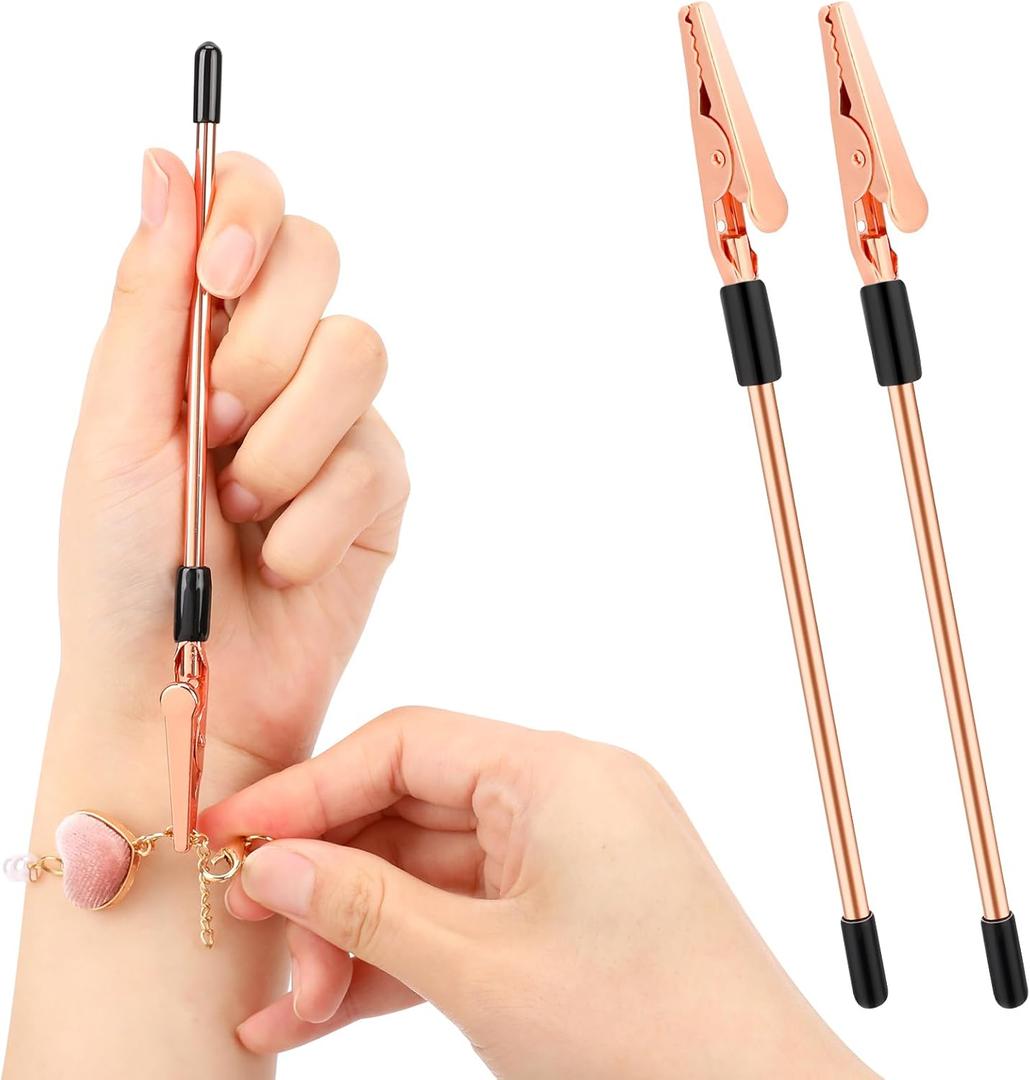Bracelet Helper Clips, 2 Pcs Hand Bracelets Fasten Helper Tool for Women Jewelry Tools Fastening and Hooking Equipment for Jewelry Necklace Watch Clasps Ties Zippers (Rose Gold)