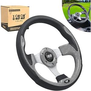 10L0L Golf Cart Steering Wheel for Yamaha, EZGO TXT/RXV/Valor, Club Car DS/Precedent/Onward/Tempo Golf Carts (Carbon Fibre)