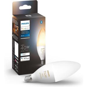 Philips Hue 40W B39 Candle-Shaped LED Bulb - White Ambiance- 1 Pack - 450LM - E12 - Indoor - Control with Hue App - Compatible with Alexa and Google Assistant