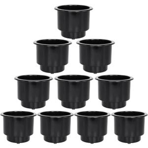 Yuanhe Black Plastic Cup Drink Holder Insert with Drain for Boat Car Marine Rv, 10PCS