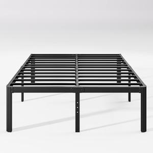 18in High Queen Bed Frame No Box Spring Needed, Heavy Duty Metal Platform Bed Frame Queen Size with Round Corners, Easy Assembly, Noise Free, Black