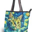 Tote Bag for Women with Zipper,Polyester Tote Purse Holiday Tote Bag Work Handbag Women Gift (Medium, Cat 15)