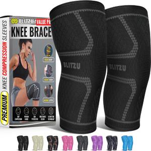 Knee Brace for Meniscus Tear 2 Pack, Knee Compression Sleeve for Men and Women, Knee Support for Arthritis, Swelling, Inflammation, ACL, Pain Relief, Running, Workout, Sports and Recovery Black M