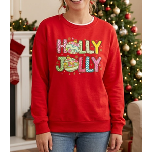 Christmas Sweatshirts For Women Sequin Xmas Tops Orange Long Sleeve Shirts Crew Neck Casual Pullover Top, Red Medium
