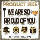 11 Pcs Solar Stake Light 2026 Graduation Yard Sign Decorations Black and Gold Congrats Grad Lawn We Are So Proud of You Outdoor Yard Sign for College High School Graduation Party Decoration
