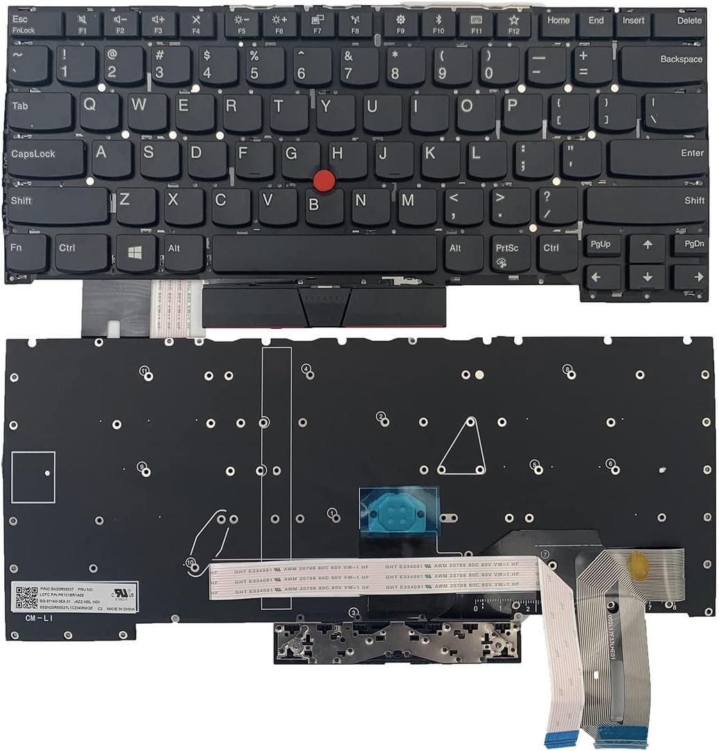 Laptop Replacement US Layout Keyboard for Lenovo Thinkpad T490s T495s SN20R66042 02HM208 02HM280 Black