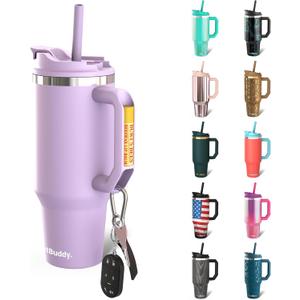Frost Buddy Thicc Buddy - 40 oz Stainless Steel Vacuum Insulated Tumbler with Lid and Straw for Water - Travel Mug Cupholder Friendly - Gifts for Women Men Him Her (Lavender Fields)