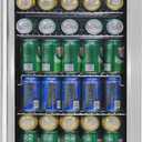 Whynter Beverage Refrigerator with Double-Layer Glass Door, 127-Can 3.1 Cu Ft Freestanding Drink Mini Fridge, BR-130SB, Stainless Steel