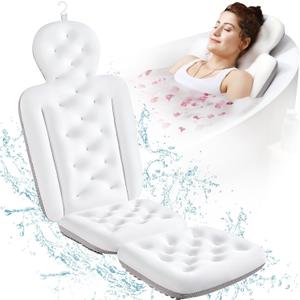 Full Body Bath Pillow for Bathtub, Thick Bathtub Cushion, Luxury Tub Pillow for Bath for Headrest Neck and Back Support White 51" x 16"
