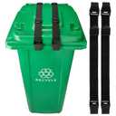 2PCS Bear Proof Trash Can Locks with Double Metal Claw - Adjustable Strap Garbage Can Locks for 28-96 Gallon Outdoor Bins, Animal Proof Against Raccoons - Black