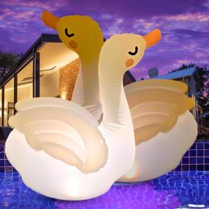 TIALLY Floating Pool Lights Solar Powered - Inflatable Solar Pool Lights, IP68 Waterproof Decor Float, Flamingo and Swans Decorations for Outdoor Use, for Women, Men, Adults