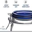 Bormioli Rocco Fido Glass Storage Jar, Blue Lid Airtight Pantry Canister - 50.75 oz Clamp Lock Container for Pasta, Rice, Coffee & Dry Goods - Italian Glass, Dishwasher & Microwave Safe