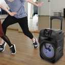 Pyle 8" Portable Bluetooth PA Speaker - 500W Rechargeable Indoor/Outdoor Karaoke Machine Sound System - Multi-Color LED Party Lights, Mic Input, FM Radio, MP3/USB & Remote Control (Black)