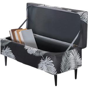 FUANGUI Ottoman Cover Stretch Storage Ottoman Bench Slipcover Printed Folding Storage Bench Ottoman Cover Footrest Stool Slipcover Footstool Protector Cover with Elastic Bottom, Large