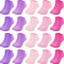 ZERULETS Toddler Girls Socks, 20 Pairs Ankle Low Cut Short Soft Socks for Girls Kids Children Aged 7-10