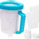 Inline Pool Leaf Canister Catcher, Leaf Catcher for Pool Vacuum with White Basket and 2 Skimmer Socks, Catch Leaves & Debris, Replacement Part for Inground Pool Cleaners