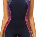 beautyin Womens One Piece Swimsuits Boyleg Athletic Swimwear Conservative Training Bathing Suits (Small, Black/Red)