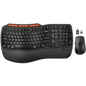 Ergonomic Wireless Keyboard and Mouse Combo, 2.4G Full Size Wave Key Board with Cushioned Palm Rest, Natural Typing, 3 DPI Adjustable Mouse, USB-A & C for Computer/Laptop/Mac/Tablet Sablute : Electronics
