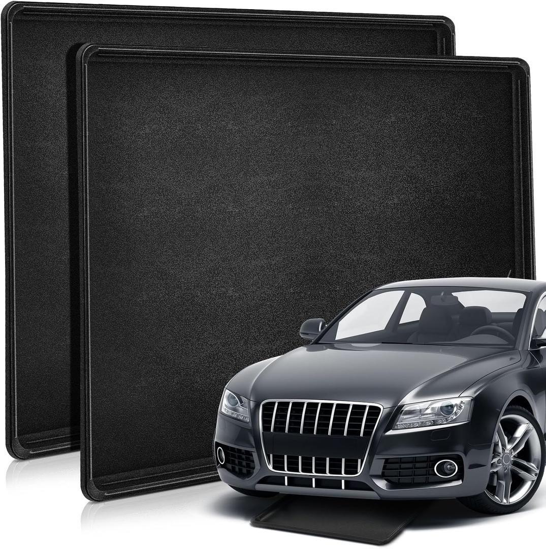 2 Pcs Auto Drip Tray Oil Drip Pan for Under Car Plastic Oil Tray Keep Garage Show Room Driveway Floor Safe and Clean from Fluid Drippings (47 x 30 Inch)