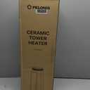 PELONIS 23 Oscillating Ceramic Tower Space Heater with Remote & Thermostat, Electric Energy Efficient Floor Heater for Indoor Use Large Room Safe with Timer, ECO Mode, 1500W, White