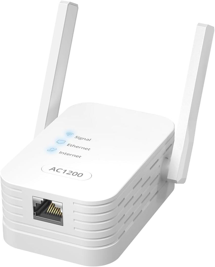 AC1200Mbps Universal WiFi to Ethernet Adapter, Support Extended WiFi Disabling Functionality, 2.4G/5G Wireless Bridge w/ RJ45 Port for Printer, Smart TV, Blu-Ray Player, PlayStation, DVR, etc.