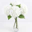 4 Pcs Real Touch Hydrangea Artificial Flowers, 21" White Full Faux Hydrangea Flowers Latex Fake Flowers for Home Decor Party Floral Arrangements Wedding Bouquets Centerpieces Outdoor Decor