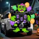 JOYIN Halloween Trunk or Treat Kit Zombie Toss Game Theme Decorations, Large Scary Green Zombie Toss Cornhole with Balloons and Sandbags, Halloween Car Decorations for SUV, Garage Door, Party Supplies