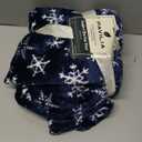 PAVILIA Christmas Throw Blanket | Navy Snowflake Christmas Fleece Blanket | Soft, Plush, Warm Winter Cabin Throw, 50x60 (Navy/White Snowflake)