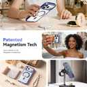 Shiny Interior Coating for iPhone 17 Pro Case with Pearl Strap, [Glossy Bumper & Magnetic Ring] [Compatible with Magsafe] Cute Women Girly Anti-Fingerprint Cover for 17 Pro, Deep Blue
