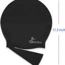 Waterproof Silicone Extra Large Swim Cap with Headband for Braids and Dreadlocks Black Women Girls Men with Long Hair (Black)