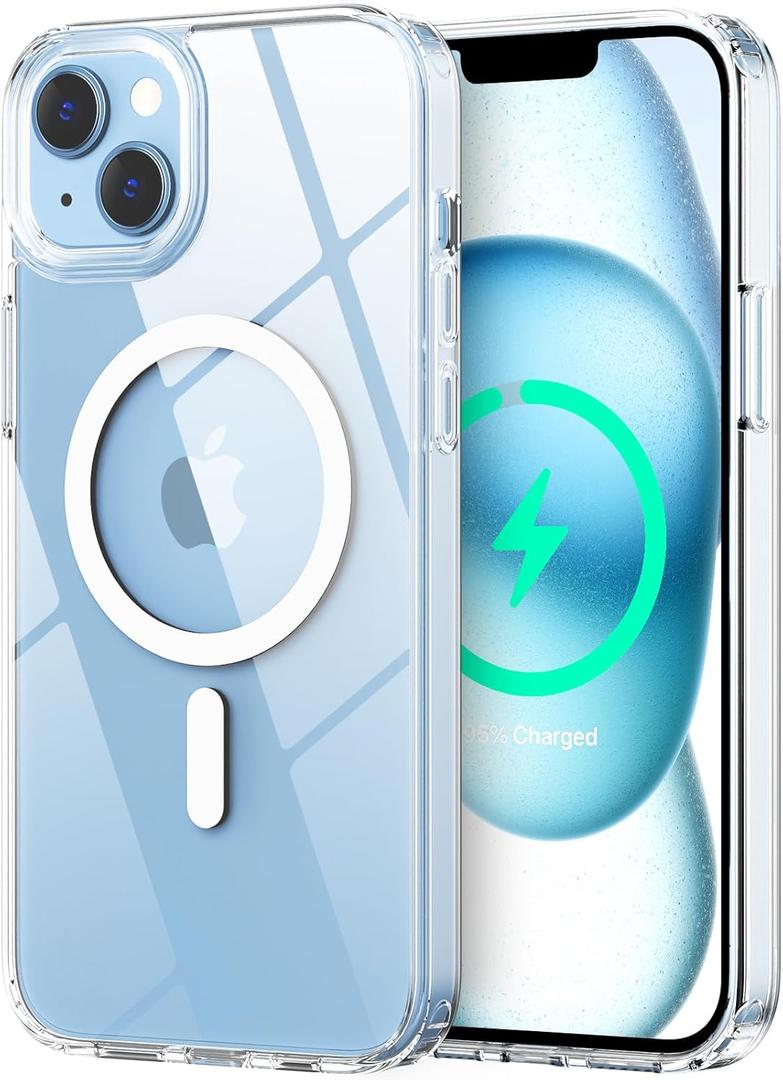 Magnetic for iPhone 15 Case, [Compatible with MagSafe][Not Yellowing][Military-Grade Protection] Crystal Clear Shockproof Protective case for iPhone 15 6.1 inch(Clear)