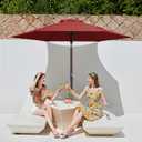 JEAREY 7.5FT Patio Umbrella Outdoor Market Umbrella with 6 Sturdy Ribs, Push Button Tilt/Crank Table Umbrella for Garden, Deck, Backyard and Pool, Red