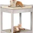 unipaws Cat Window Perch, Pet Bunk Bed for Small Dogs and Cats, Elevated Bed with Cushion and Cat Scratch Pad (28.5"H)