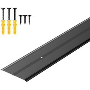 Raytano 36"L2.4"W 0.1"H Flat Profile Aluminum Floor Transition Strip, Metal Door Threshold for Carpet Wood Tile Vinyl Flooring Gaps, Indoor and Outdoor Doorway Decoration Protector(Black,1pcs)