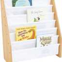Humble Crew, White/Natural Wood Super Size 6 Tier Kids Book Rack