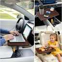 Car Desk for Laptop & Tablet, 360 Swivel Base, Cup Holder Mounted Wood Composite Tray, Tool-Free Setup, Heat Resistant, Fits 2.753.93 Inch Cup Holders, Compatible Tesla Y/3/S & Ford F150