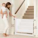 Spaceany Retractable Safety Baby Gate or Mesh Dog Gate,Durable Portable Mesh Retractable Gate,Easy to Use for Stairs, Doorways, Hallways, Indoor, Outdoor, 33.5" Tall, Extends to 55" Wide,White