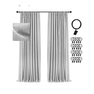 INOVADAY 100% Blackout Curtains for Bedroom, Black Out Curtains 84 Inch Long, Clip Rings Linen Blackout Drapes, Thermal Insulated Room Darkening for Living Room, 2 Panels - Grey,W50xL84