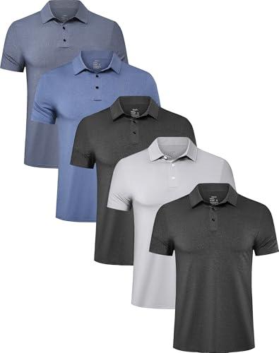 TELALEO 4 Pack Mens Polo Shirts Quick Dry Short Sleeve Golf T Shirt Performance Moisture Wicking Casual Workout L/02