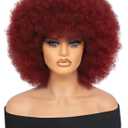 GKtineke Afro Wig 14Inch Afro WIgs for Black Women 70s Afro Kinky Curly Wig Bouncy Huge Fluffy Puff Wigs Synthetic Hair for Cosplay Daily and Party (Burgundy)
