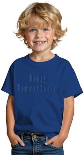 SOFEON Big Brother Shirt Toddler Baby Boy Promoted to Big Brother Puff Print T-Shirt Summer Short Sleeve Announcement Tees (Blue, 2-3T (90))